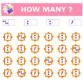 Math game for Preschool children. Count how many punctuation marks colon, semicolon, quotation marks, apostrophe